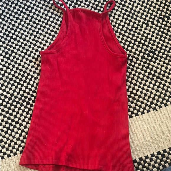 Red Ribbed Tank Top - Picture 3 of 3